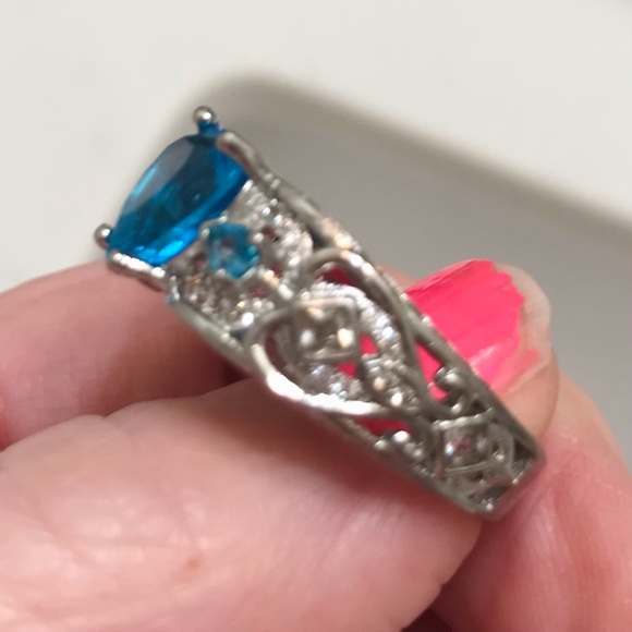 🆕🔥STERLING SILVER GORGEOUS TOPAZ HEART/2SMALL❤️SIDES&MIDDLE ANGEL WINGS👀PICS - Picture 8 of 15